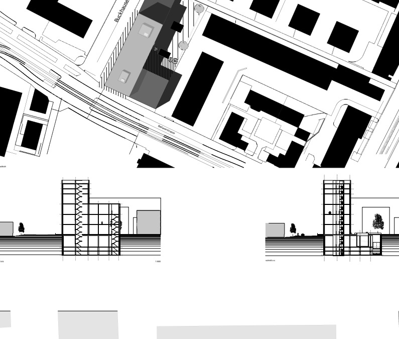 Grundriss und Gebäudekomposition an der Badenerstrasse / Buckhauserstrasse
